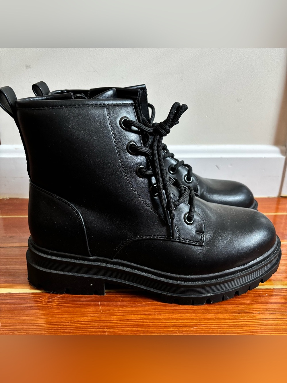 Lace-up Combat Boots Side Zipper Size 8 Women